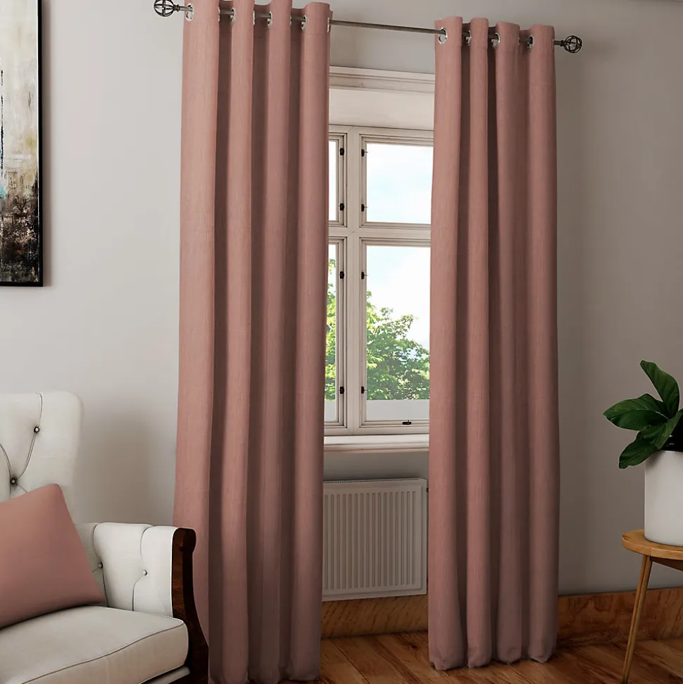 Rideau tamisant à œillets effet tissé Novan rose clair H.260 x l.140cm GoodHome
