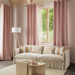 Rideau tamisant à œillets effet tissé Novan rose clair H.260 x l.140cm GoodHome