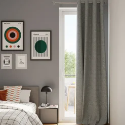 Rideau tamisant à œillets effet jacquard Dosa bleu H.260 x l.140cm GoodHome
