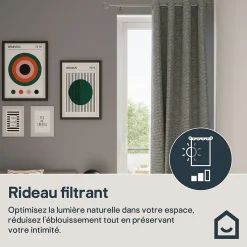 Rideau tamisant à œillets effet jacquard Dosa bleu H.260 x l.140cm GoodHome