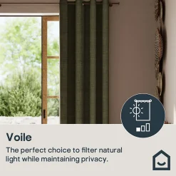 Rideau tamisant à œillets effet tissé Novan vert kaki foncé H.260 x l.140cm GoodHome