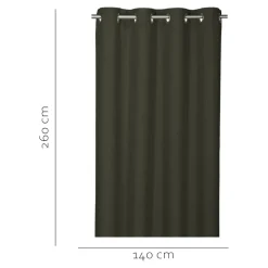 Rideau tamisant à œillets effet tissé Novan vert kaki foncé H.260 x l.140cm GoodHome