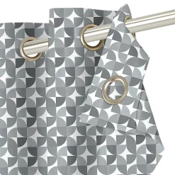 Rideau tamisant à œillets effet flammé Peca imprimé géométrique gris H.260 x l.140cm GoodHome