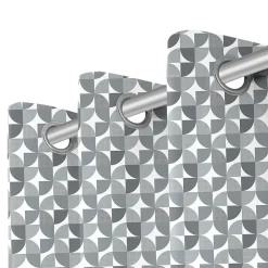 Rideau tamisant à œillets effet flammé Peca imprimé géométrique gris H.260 x l.140cm GoodHome