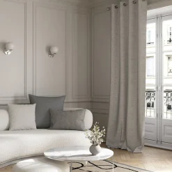 Rideau tamisant à œillets effet jacquard Dosa gris H.260 x l.140cm GoodHome