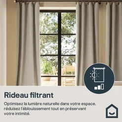 Rideau tamisant à œillets en lin Ambala beige lin H.260 x l.140cm GoodHome