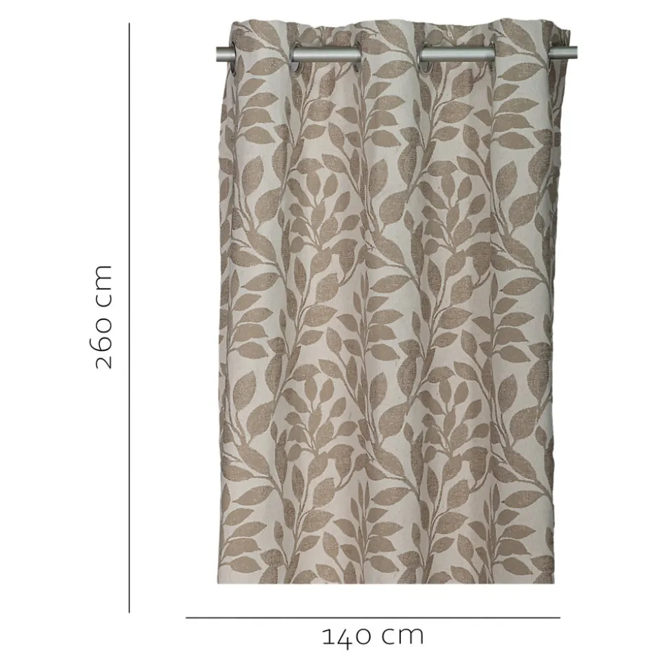 Rideau tamisant à œillets fleuri Batam H.260 x l.140cm beige GoodHome