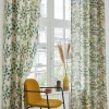 Rideau tamisant à œillets fleuri Fosca vert et blanc H.260 x l.140cm Ornami