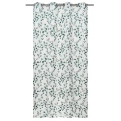 Rideau tamisant à œillets fleuri Fosca vert et blanc H.260 x l.140cm Ornami