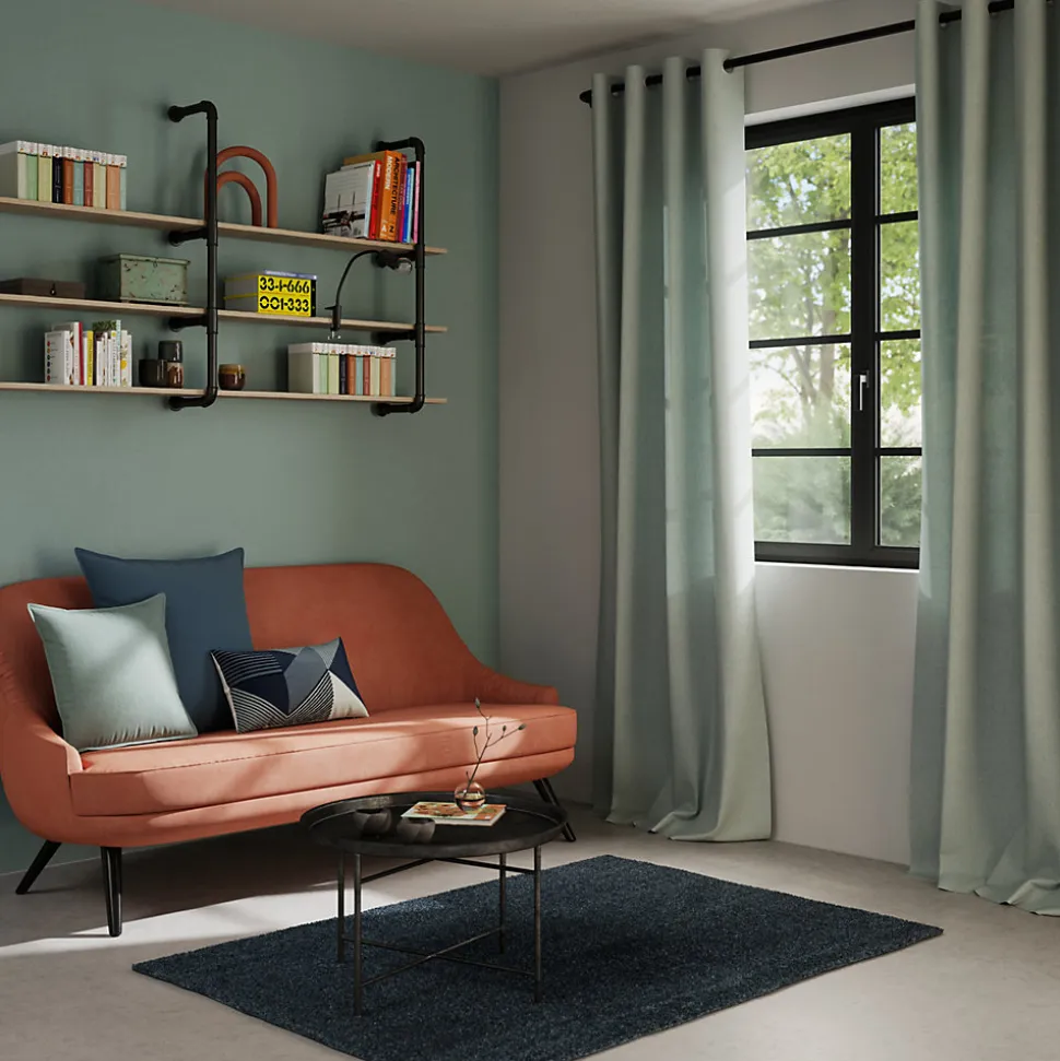 Rideau tamisant à œillets Hiva coton vert clair H.260 x l.140cm GoodHome