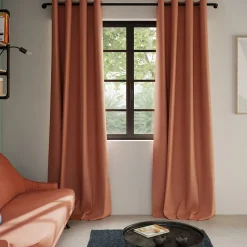 Rideau tamisant à œillets Hiva coton terracotta H.260 x l.140cm GoodHome