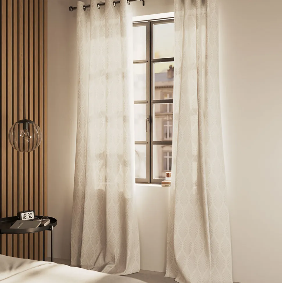 Rideau tamisant à œillets Mieor imprimé beige H.260 x l.140cm GoodHome