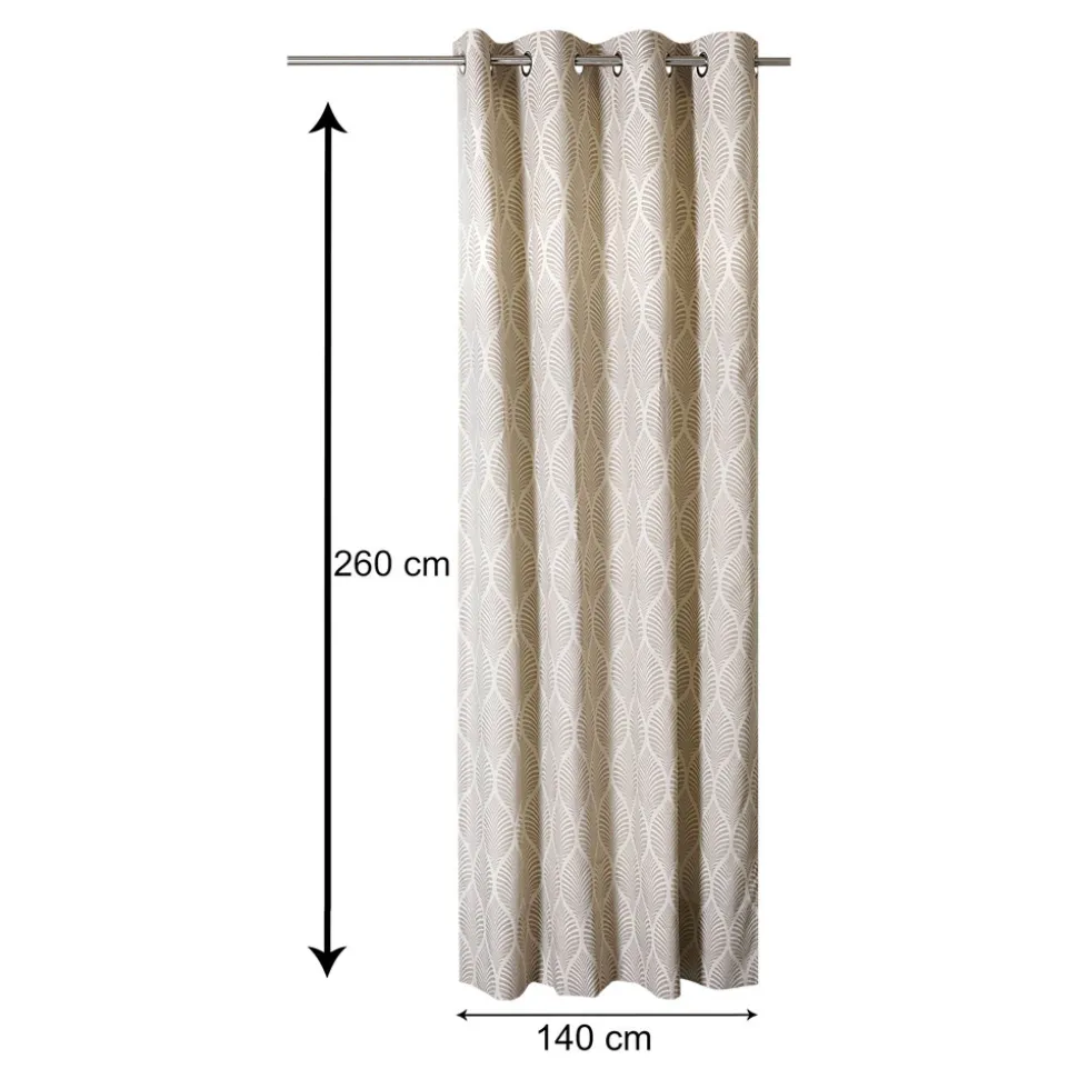 Rideau tamisant à œillets Mieor imprimé beige H.260 x l.140cm GoodHome