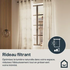 Rideau tamisant à œillets Mieor imprimé beige H.260 x l.140cm GoodHome
