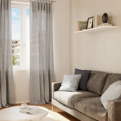 Rideau tamisant à œillets Opp imprimé géométrique gris foncé H.260 x l.140 GoodHome