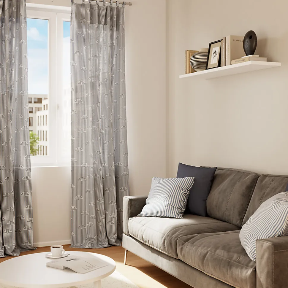 Rideau tamisant à œillets Opp imprimé géométrique gris foncé H.260 x l.140 GoodHome