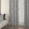 Rideau tamisant à œillets Strely feuillage noir et blanc H.260 x l.140cm Ornami