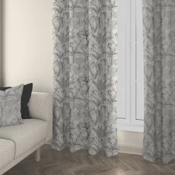 Rideau tamisant à œillets Strely feuillage noir et blanc H.260 x l.140cm Ornami