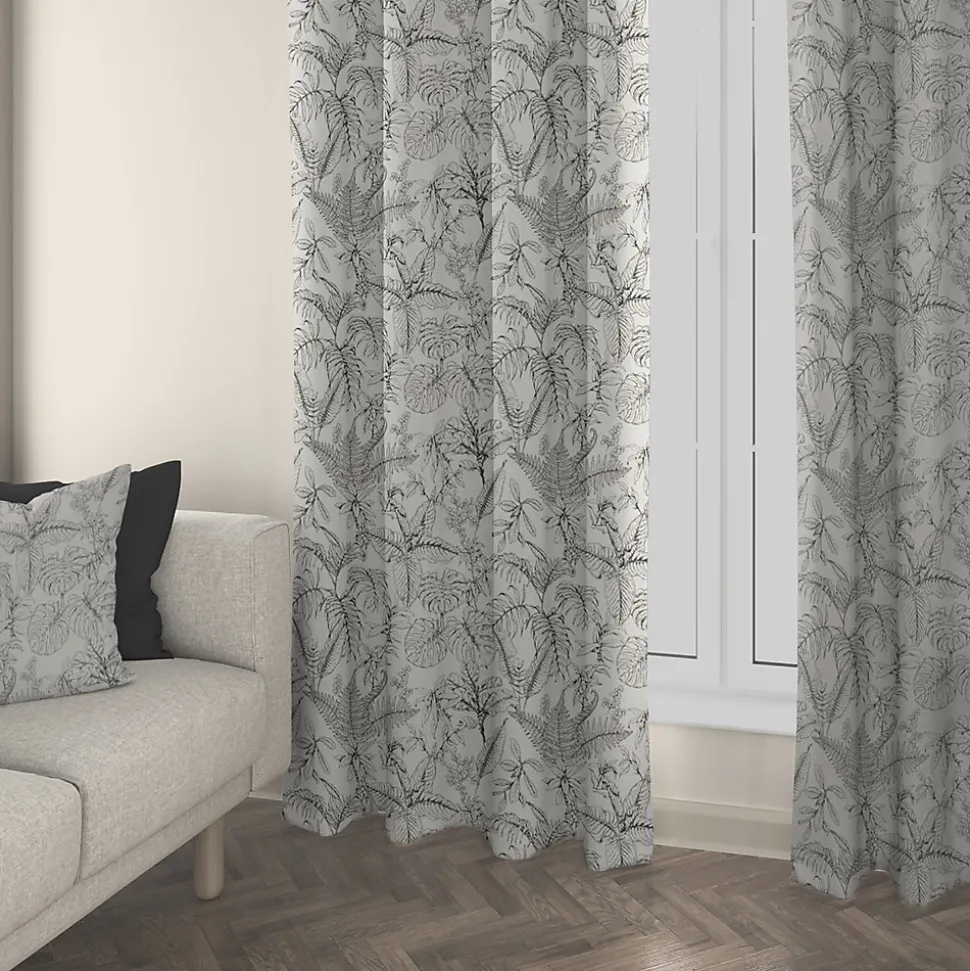 Rideau tamisant à œillets Strely feuillage noir et blanc H.260 x l.140cm Ornami
