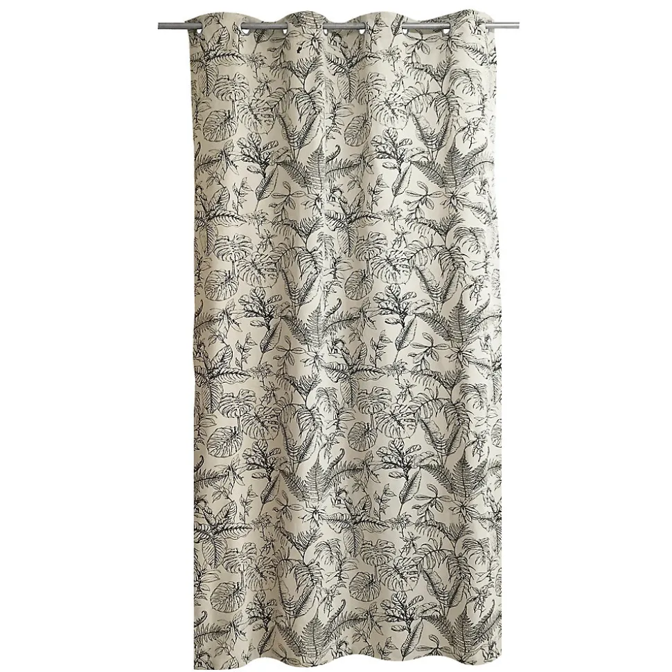 Rideau tamisant à œillets Strely feuillage noir et blanc H.260 x l.140cm Ornami