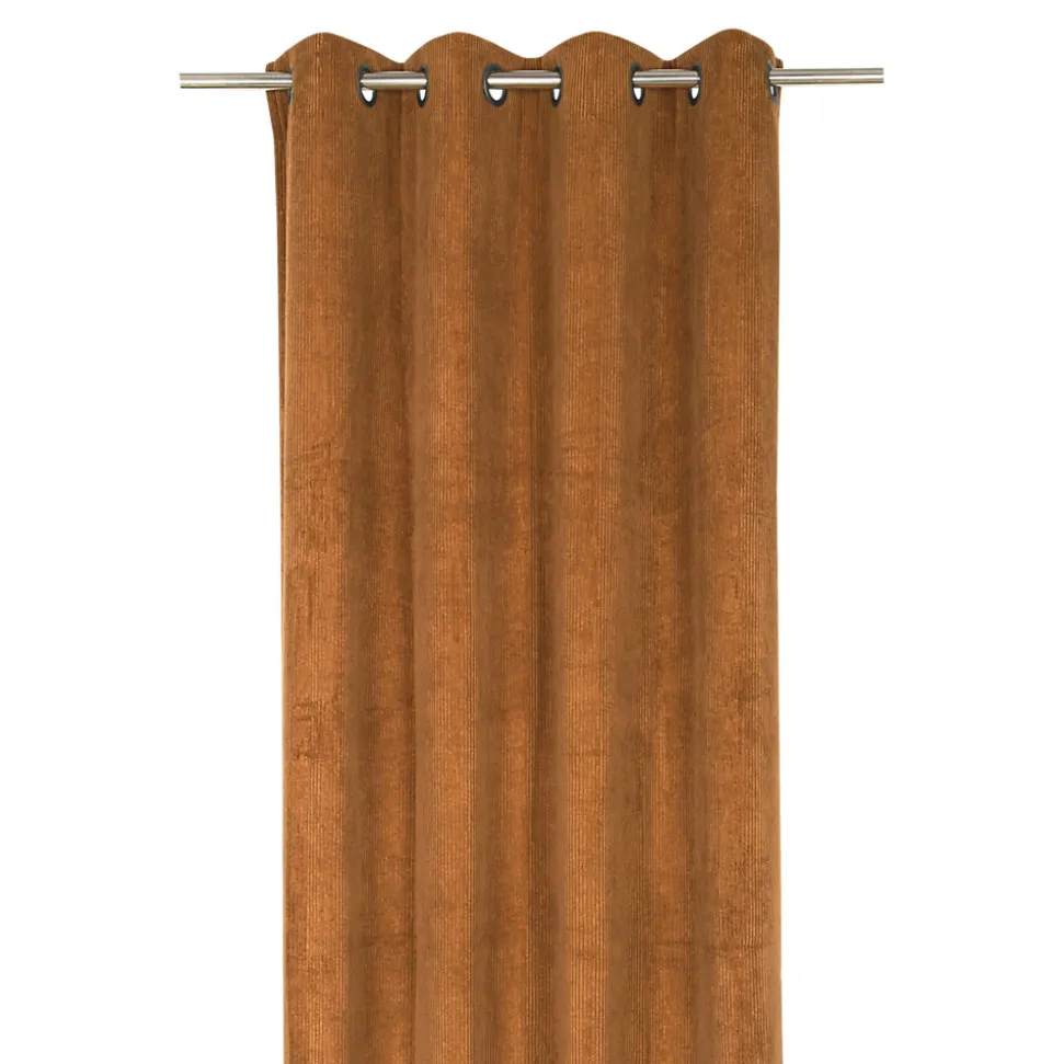 Rideau tamisant à œillets velours côtelé Akola terracotta H.260 x l.140cm GoodHome