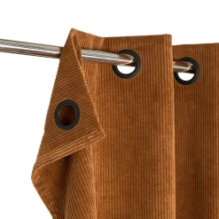 Rideau tamisant à œillets velours côtelé Akola terracotta H.260 x l.140cm GoodHome