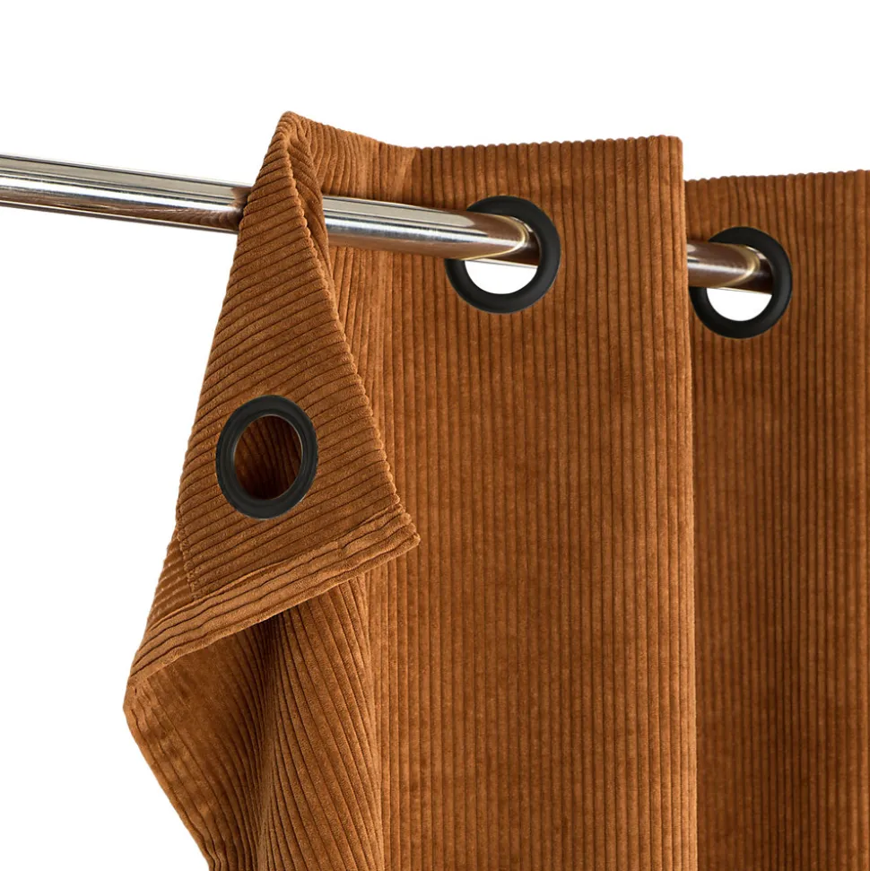 Rideau tamisant à œillets velours côtelé Akola terracotta H.260 x l.140cm GoodHome