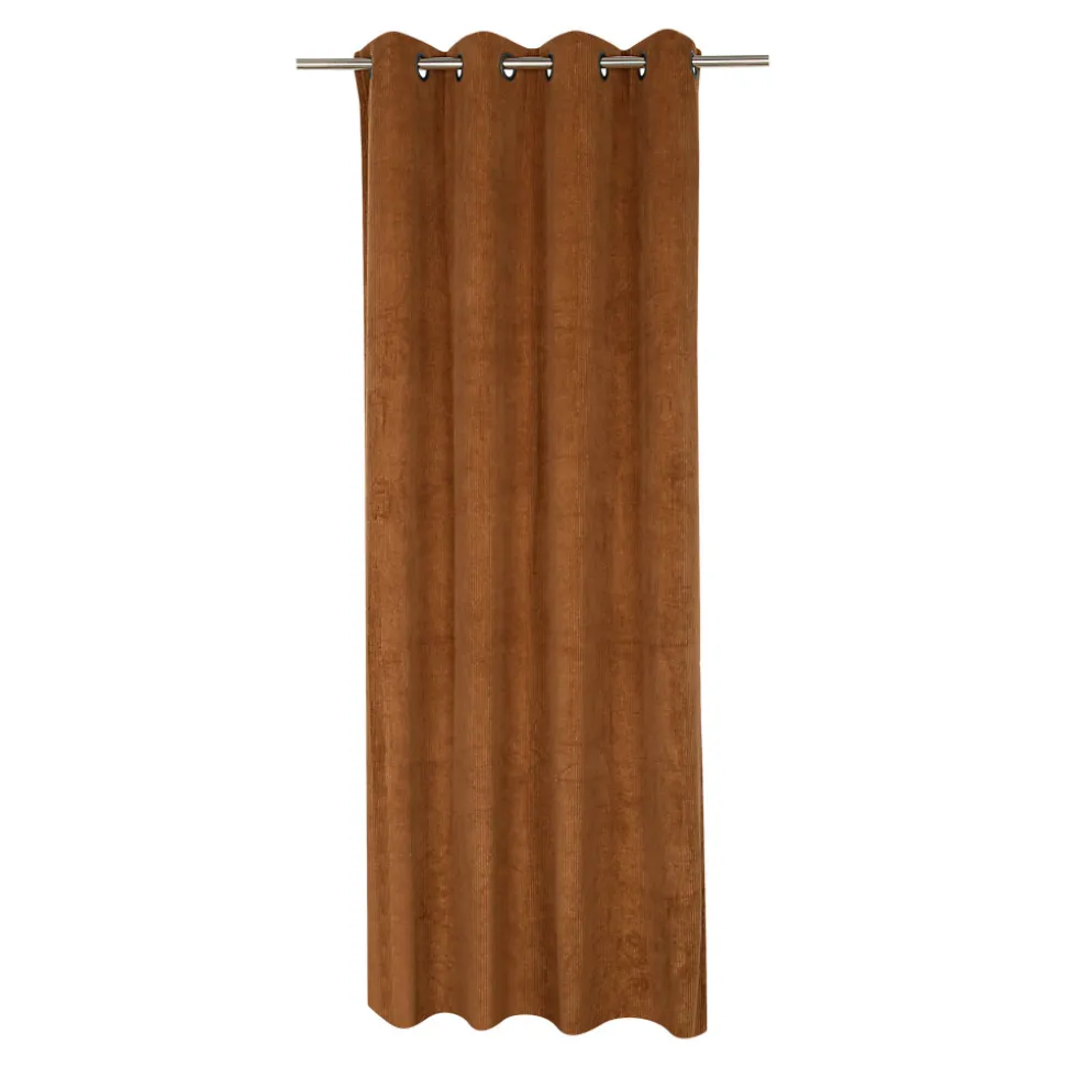 Rideau tamisant à œillets velours côtelé Akola terracotta H.260 x l.140cm GoodHome