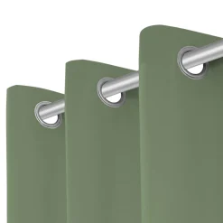 Rideau tamisant à œillets velours côtelé Hiva vert kaki clair H.260 x l.140cm GoodHome