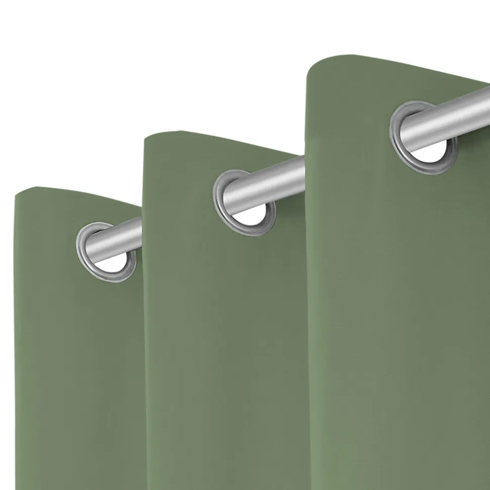 Rideau tamisant à œillets velours côtelé Hiva vert kaki clair H.260 x l.140cm GoodHome