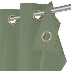 Rideau tamisant à œillets velours côtelé Hiva vert kaki clair H.260 x l.140cm GoodHome