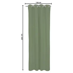 Rideau tamisant à œillets velours côtelé Hiva vert kaki clair H.260 x l.140cm GoodHome