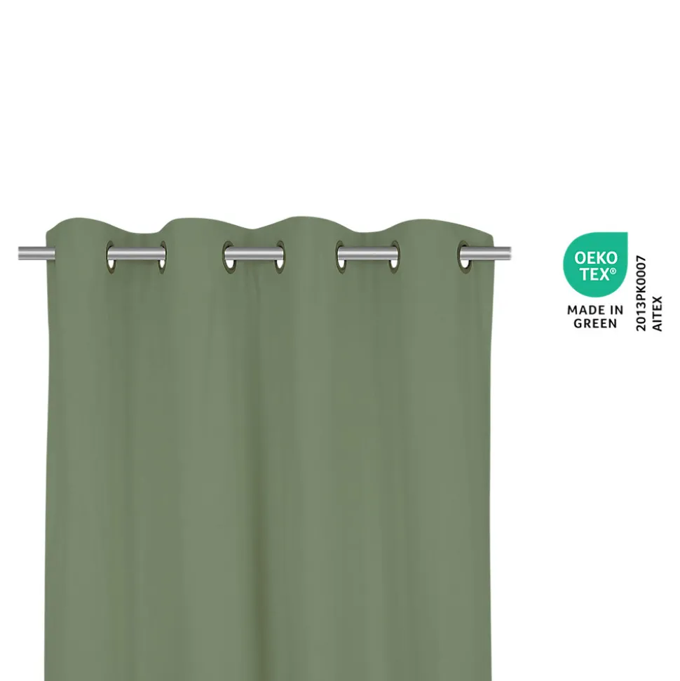 Rideau tamisant à œillets velours côtelé Hiva vert kaki clair H.260 x l.140cm GoodHome