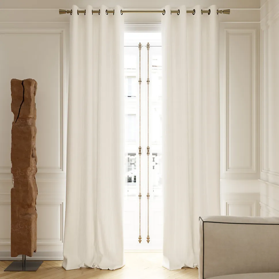 Rideau tamisant à œillets velours côtelé Akola blanc H.260 x l.140cm GoodHome