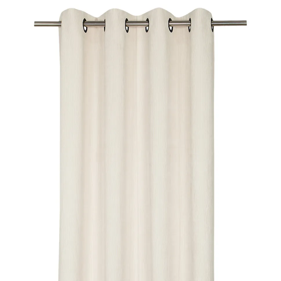 Rideau tamisant à œillets velours côtelé Akola blanc H.260 x l.140cm GoodHome