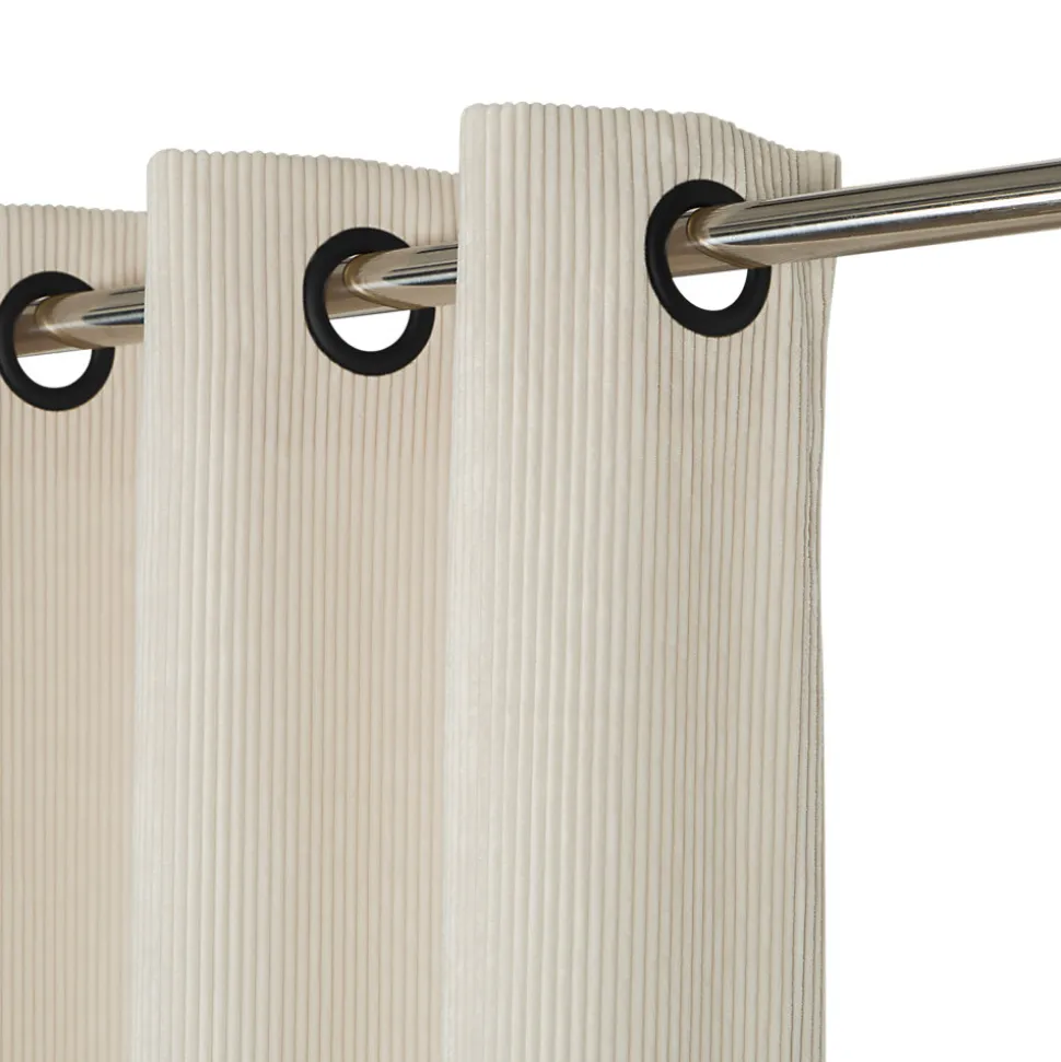 Rideau tamisant à œillets velours côtelé Akola blanc H.260 x l.140cm GoodHome
