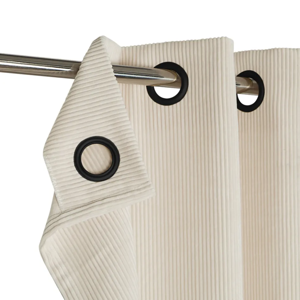 Rideau tamisant à œillets velours côtelé Akola blanc H.260 x l.140cm GoodHome