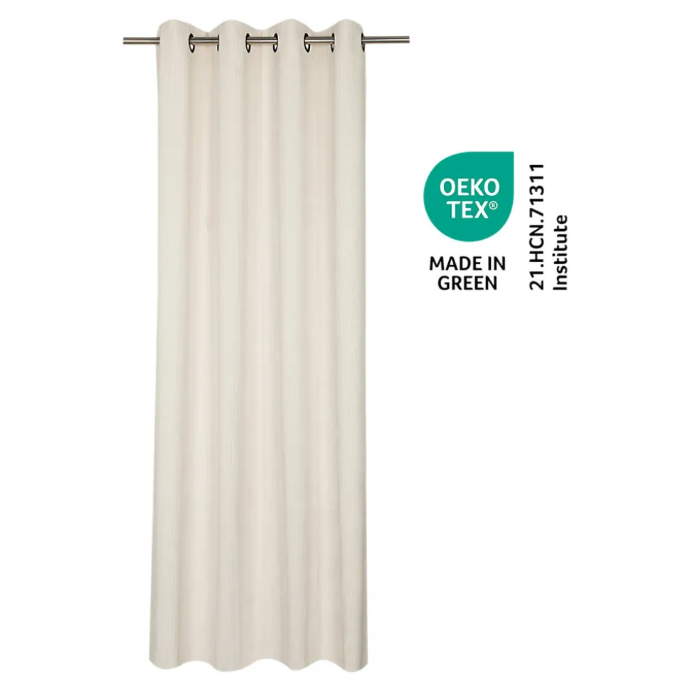 Rideau tamisant à œillets velours côtelé Akola blanc H.260 x l.140cm GoodHome
