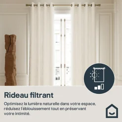 Rideau tamisant à œillets velours côtelé Akola blanc H.260 x l.140cm GoodHome