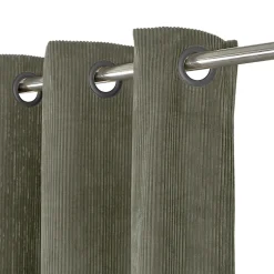 Rideau tamisant à œillets velours côtelé Akola vert kaki foncé H.260 x l.140cm GoodHome