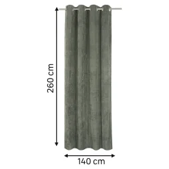Rideau tamisant à œillets velours côtelé Akola vert kaki foncé H.260 x l.140cm GoodHome