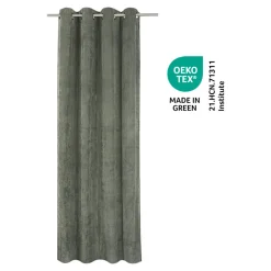 Rideau tamisant à œillets velours côtelé Akola vert kaki foncé H.260 x l.140cm GoodHome