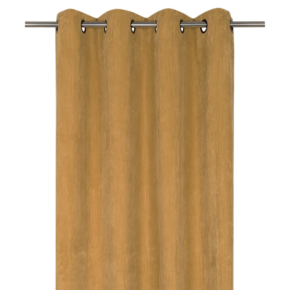 Rideau tamisant à œillets velours côtelé Akola marron camel H.260 x l.140cm GoodHome