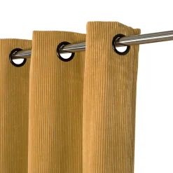 Rideau tamisant à œillets velours côtelé Akola marron camel H.260 x l.140cm GoodHome