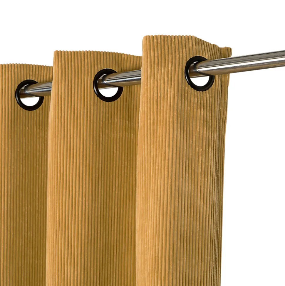 Rideau tamisant à œillets velours côtelé Akola marron camel H.260 x l.140cm GoodHome