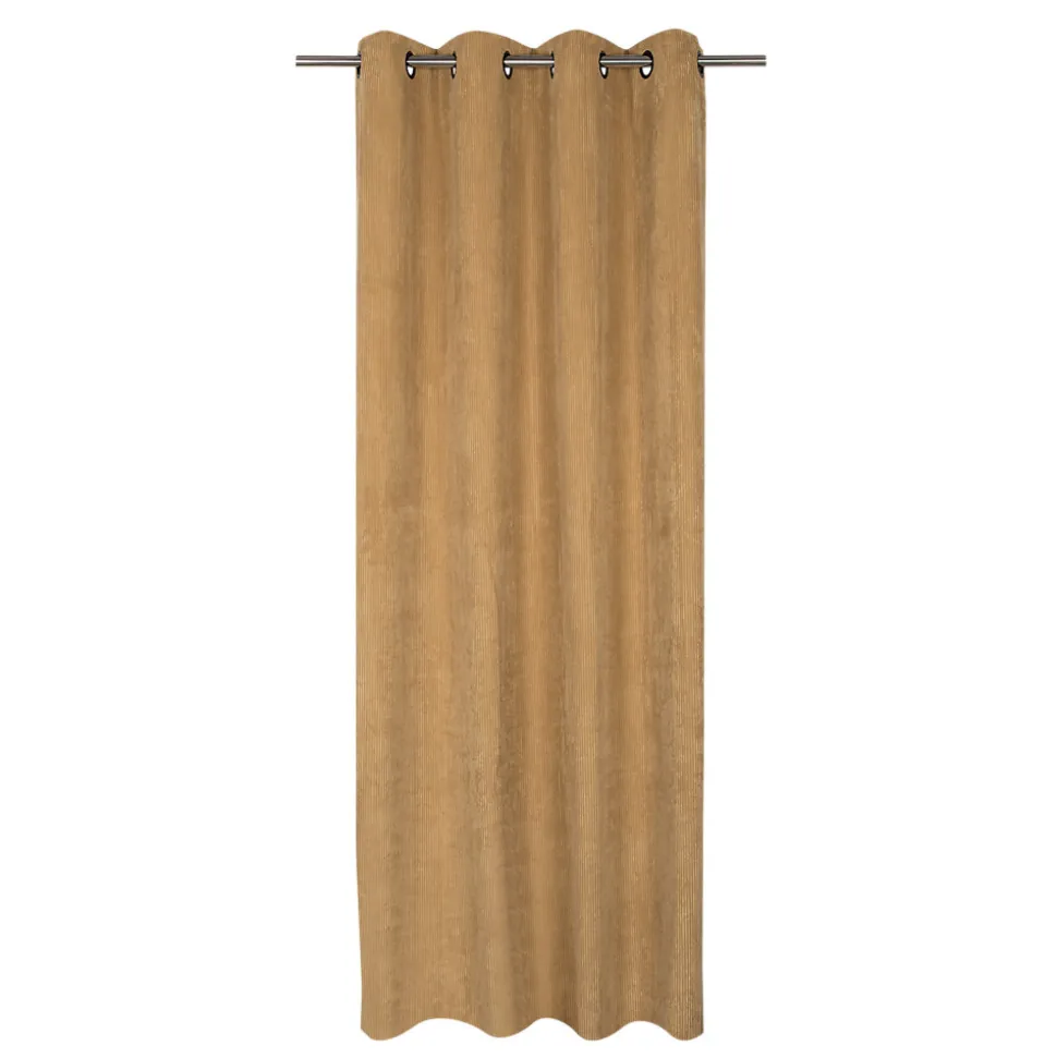 Rideau tamisant à œillets velours côtelé Akola marron camel H.260 x l.140cm GoodHome