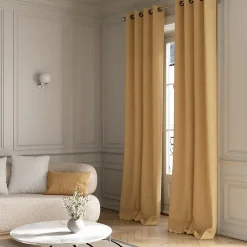 Rideau tamisant à œillets velours côtelé Akola marron camel H.260 x l.140cm GoodHome