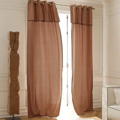 Rideau tamisant à oeillets en coton, point de bourdon Mongla terracotta H.260 x l.140cm GoodHome