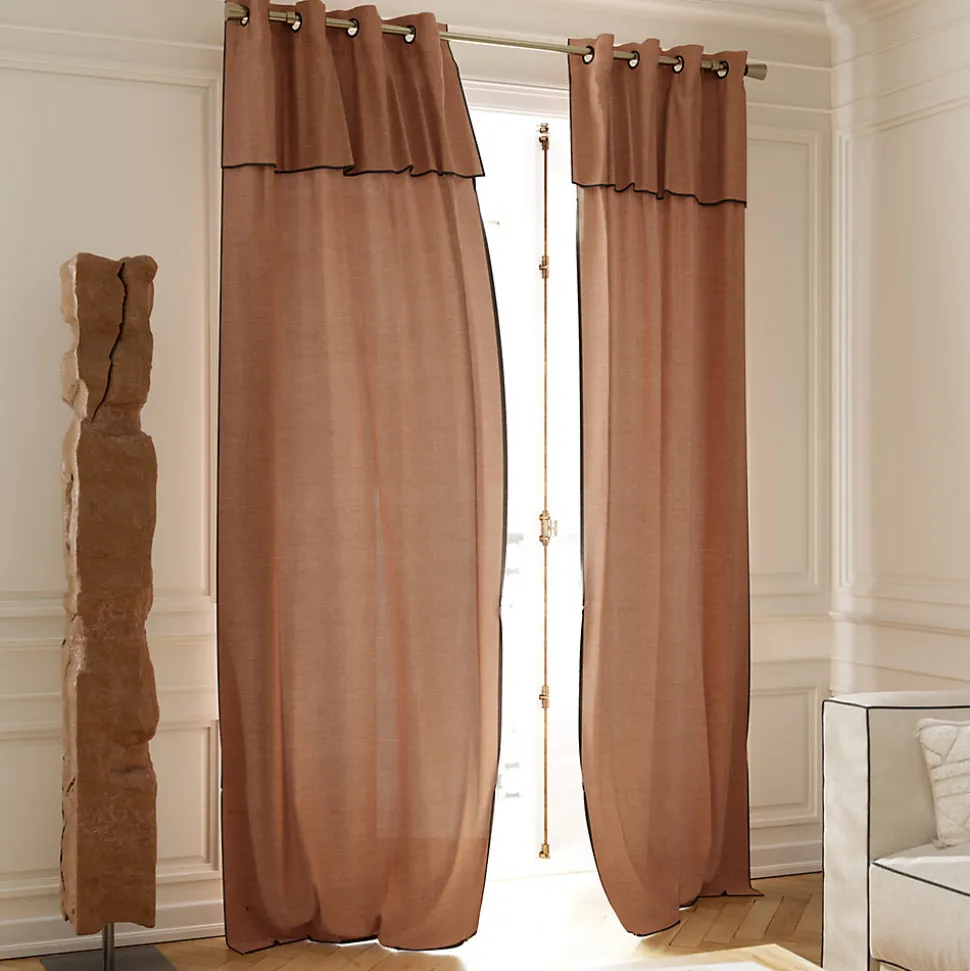 Rideau tamisant à oeillets en coton, point de bourdon Mongla terracotta H.260 x l.140cm GoodHome
