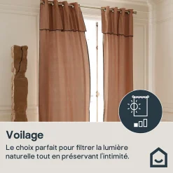 Rideau tamisant à oeillets en coton, point de bourdon Mongla terracotta H.260 x l.140cm GoodHome